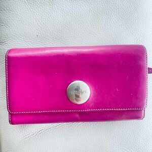VISCONTI LEATHER MAIVE FUSCHIA PURPLE BIFOLD ZIPPED WALLET